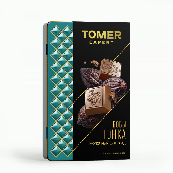 №1 Фабрика Томер металлический бокс Молочный шоколад БОБЫ ТОНКА , 90г в Когалыме