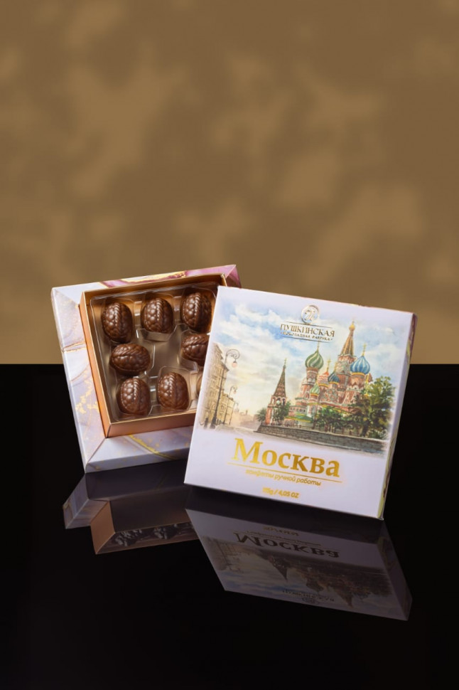 Пушкинская фабрика Конфеты Фундук-Малина (Москва), 115г(розовая коробка) в Когалыме