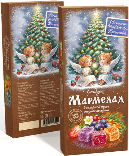 №1 Сладарт(11620) Мармелад Новогодний "Ангелы" Ассорти ягодное в сахарной пудре, 200г    в Когалыме
